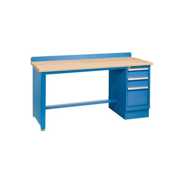 Lista International Technical Workbench w/Tech Leg, 3 Drawer Cabinet, Butcher Block Top - Blue XSTB22-72BT/BB - main